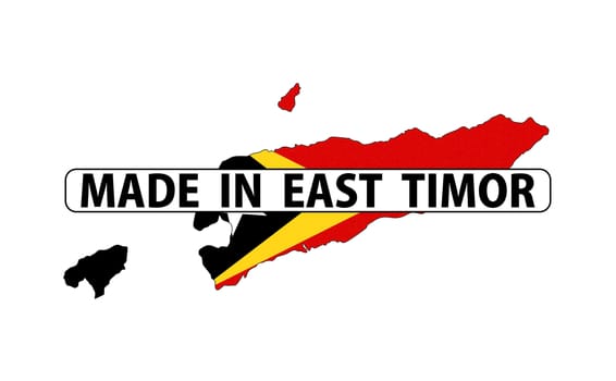 made in east timor country national flag map shape with text