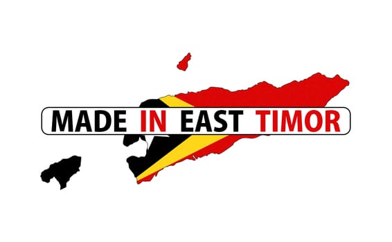 made in east timor country national flag map shape with text
