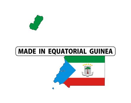 made in equatorial guinea country national flag map shape with text