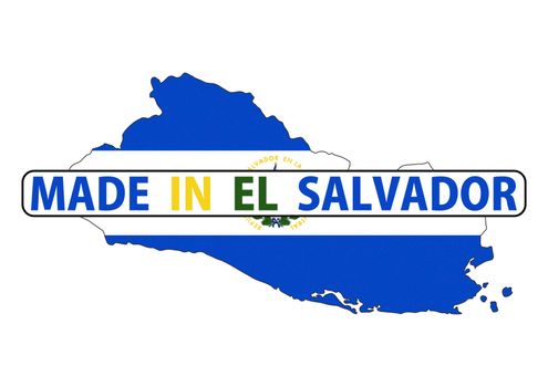 made in el salvador country national flag map shape with text