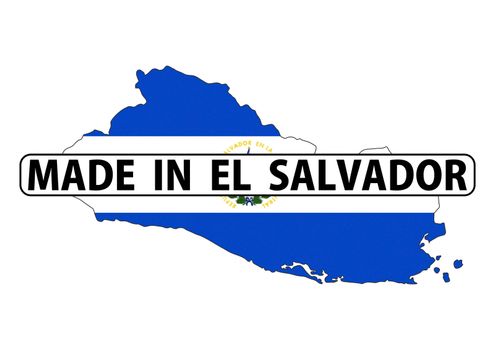 made in el salvador country national flag map shape with text