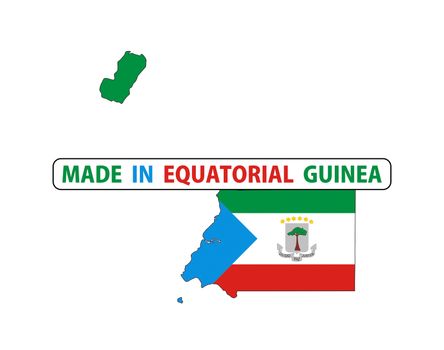 made in equatorial guinea country national flag map shape with text