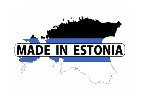 made in estonia country national flag map shape with text