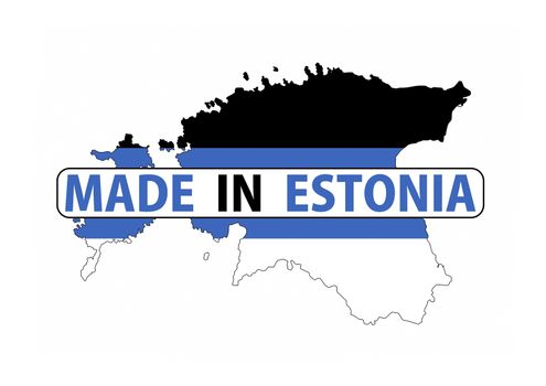 made in estonia country national flag map shape with text