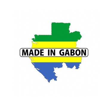 made in gabon country national flag map shape with text