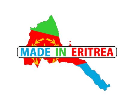 made in eritrea country national flag map shape with text