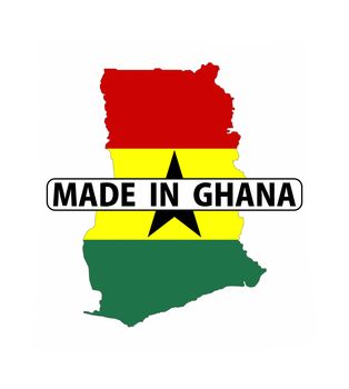 made in ghana country national flag map shape with text