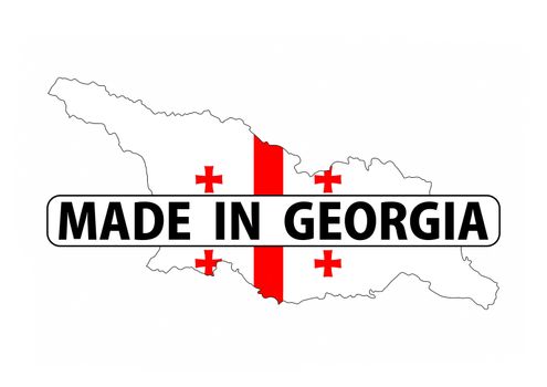 made in georgia country national flag map shape with text
