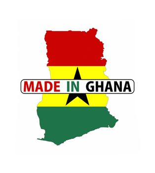 made in ghana country national flag map shape with text