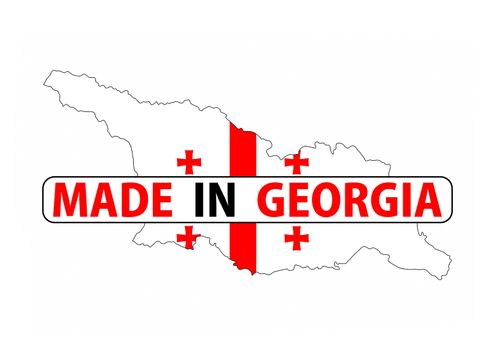 made in georgia country national flag map shape with text