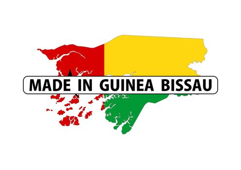 made in guinea bissau country national flag map shape with text