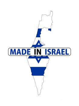 made in israel country national flag map shape with text