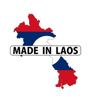 made in laos country national flag map shape with text