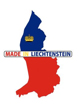 made in liechtenstein country national flag map shape with text