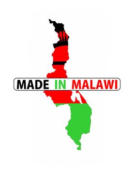 made in malawi country national flag map shape with text