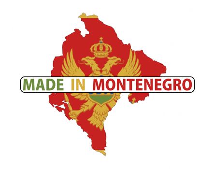 made in montenegro country national flag map shape with text