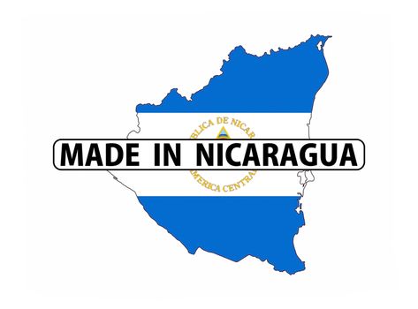 made in nicaragua country national flag map shape with text