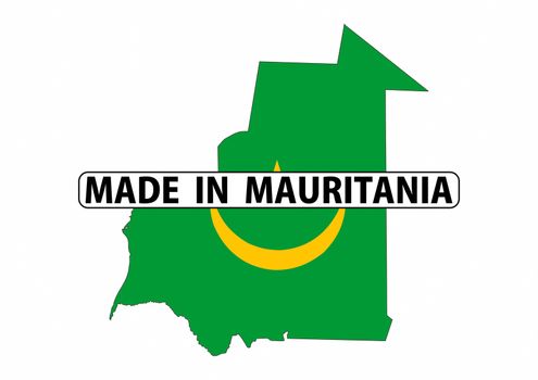 made in mauritania country national flag map shape with text