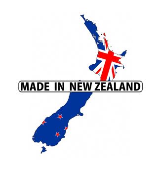 made in new zealand country national flag map shape with text