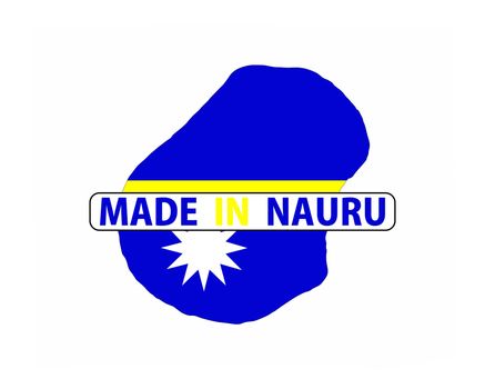 made in nauru country national flag map shape with text