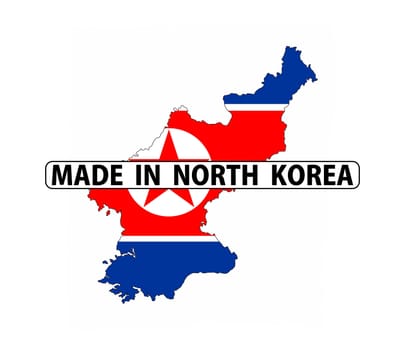 made in north korea country national flag map shape with text