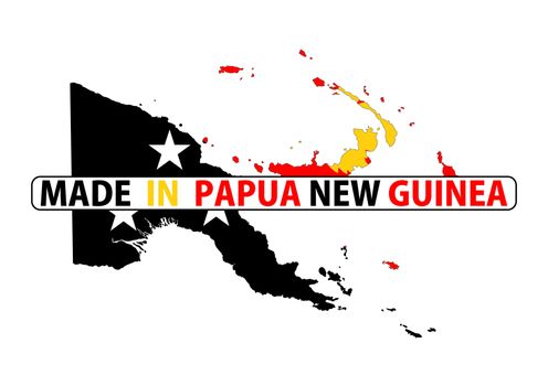 made in papua new guinea country national flag map shape with text