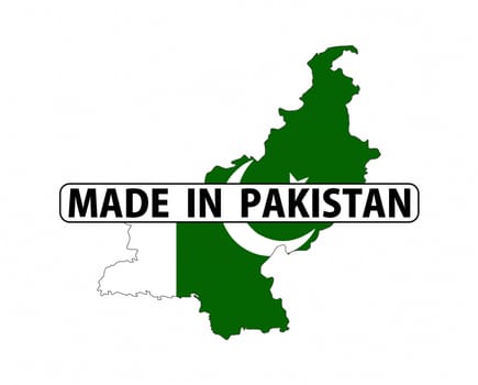 made in pakistan country national flag map shape with text