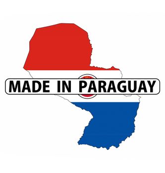 made in paraguay country national flag map shape with text