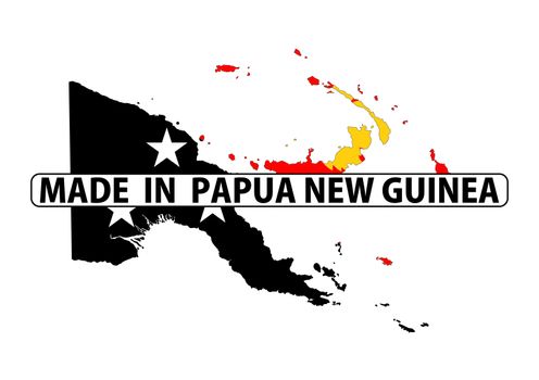 made in papua new guinea country national flag map shape with text