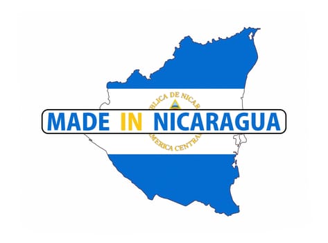 made in nicaragua country national flag map shape with text