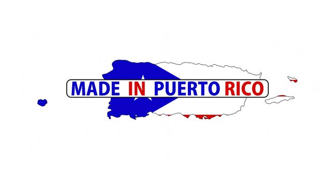 made in puerto rico country national flag map shape with text