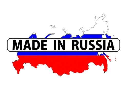 made in russia country national flag map shape with text