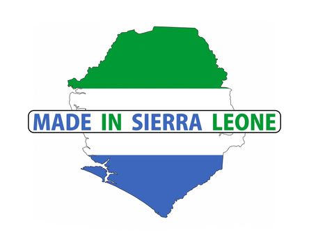 made in sierra leone country national flag map shape with text