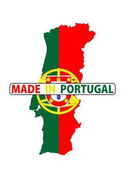 made in portugal country national flag map shape with text