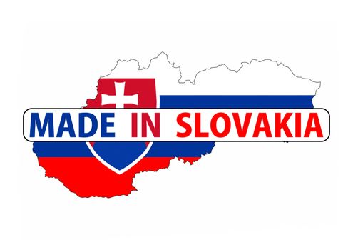 made in slovakia country national flag map shape with text