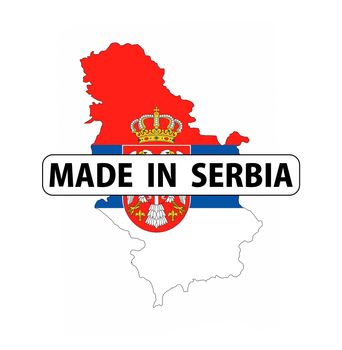 made in serbia country national flag map shape with text