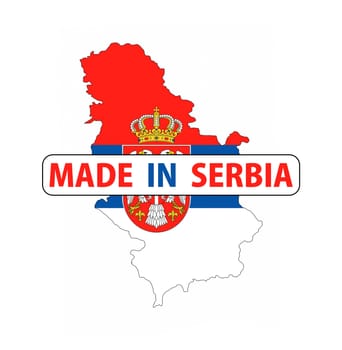 made in serbia country national flag map shape with text