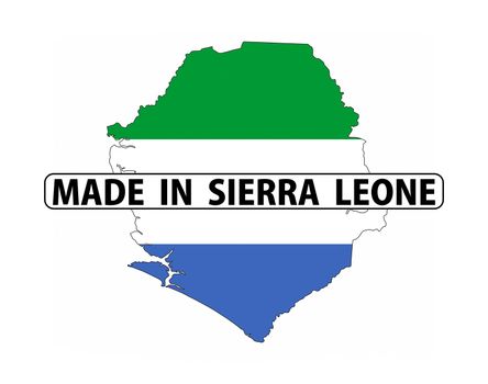 made in sierra leone country national flag map shape with text