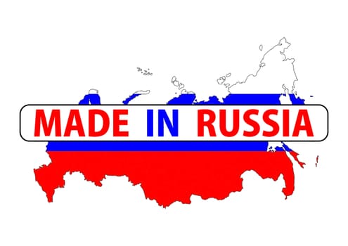 made in russia country national flag map shape with text