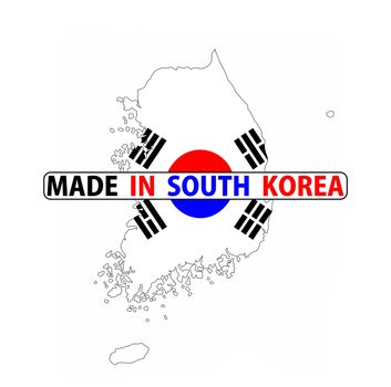 made in south korea country national flag map shape with text
