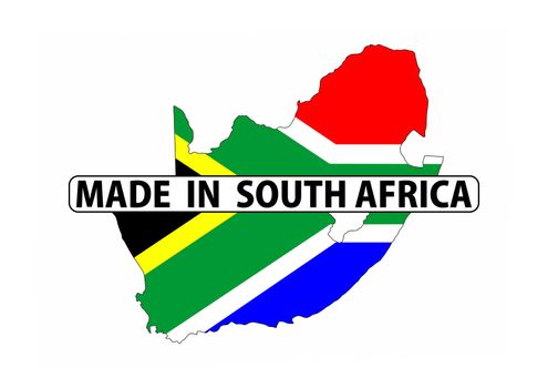 made in south africa country national flag map shape with text