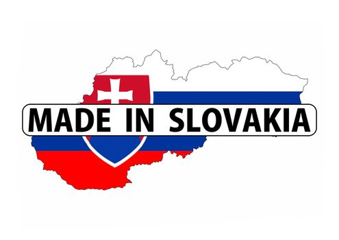 made in slovakia country national flag map shape with text