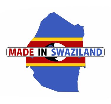 made in swaziland country national flag map shape with text