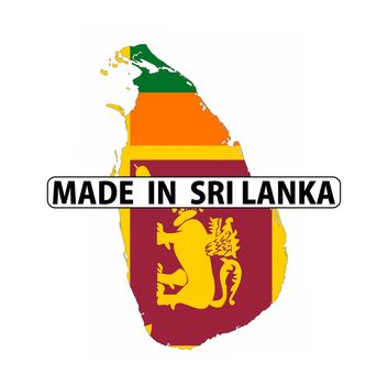 made in sri lanka country national flag map shape with text