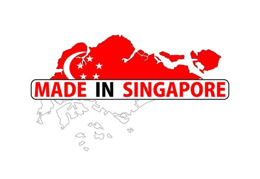 made in singapore country national flag map shape with text