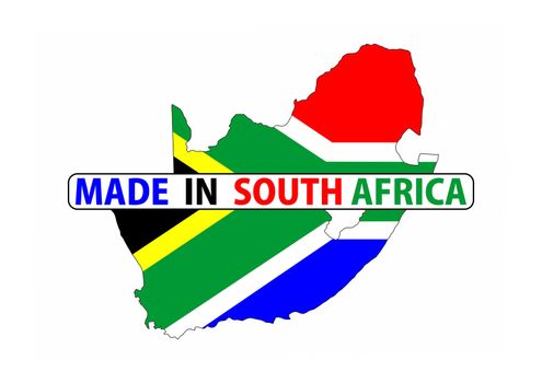 made in south africa country national flag map shape with text