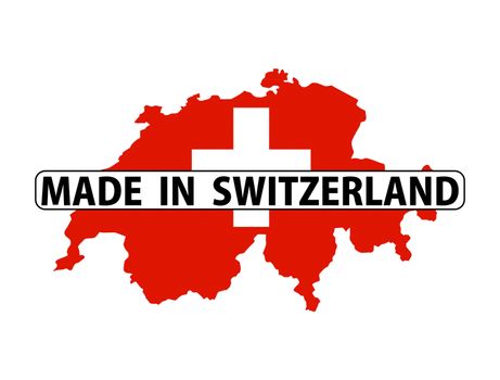 made in switzerland country national flag map shape with text