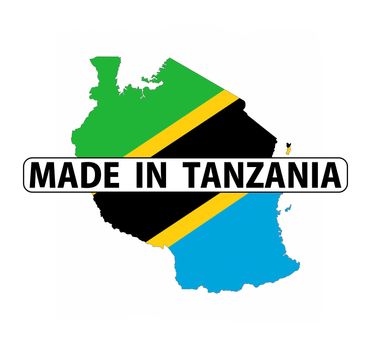 made in tanzania country national flag map shape with text