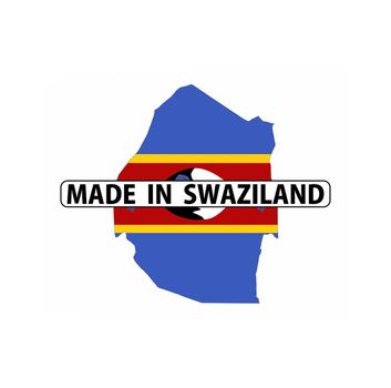 made in swaziland country national flag map shape with text