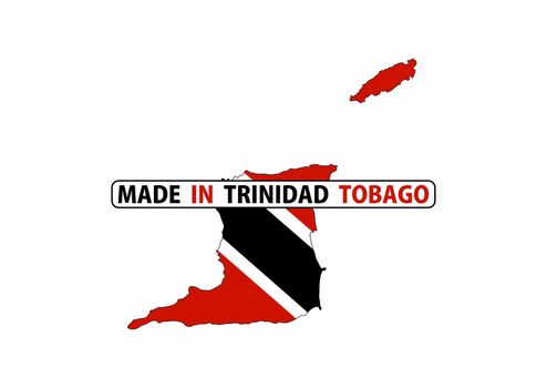 made in trinidad tobago country national flag map shape with text